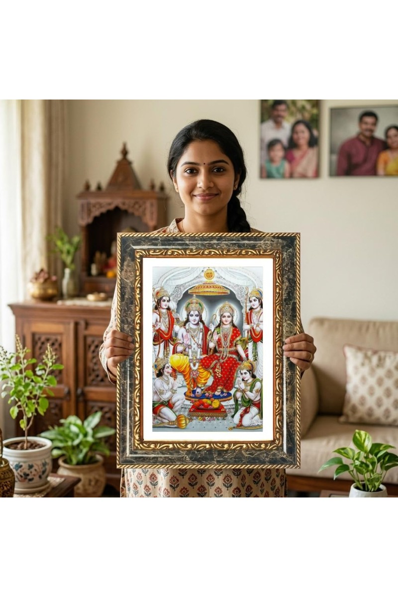 Ram Darbar Decorative Photo Frame With White Mount | Premium Wall & Tabletop Picture Frame | Home, Office & Temple Decoration | 8x12 Inch (Pack Of 1) (F33122)