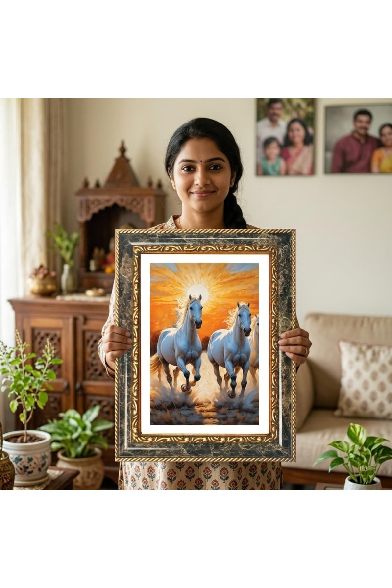 Sri Krishna Decorative Photo Frame With White Mount | Premium Wall & Tabletop Picture Frame | Home, Office & Temple Decoration | 12x16 Inch (Pack Of 1) (F33093)