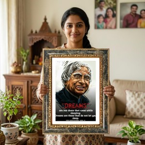Abdul Kalam Decorative Photo Frame With White Mount | Premium Wall & Tabletop Picture Frame | Home, Office & Temple Decoration | 8x12 Inch (Pack Of 1) (F32448)