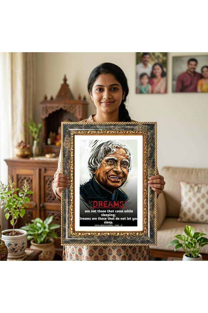 Abdul Kalam Decorative Photo Frame With White Mount | Premium Wall & Tabletop Picture Frame | Home, Office & Temple Decoration | 8x12 Inch (Pack Of 1) (F32448)