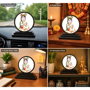 Car Dashboard Wooden Bal Kishna Showpiece | 4 X 4.5 Inch Sublimation Printed Decorative Stand | 4 Mm MDF | Home Decor | Made in India (F33439) Car Dashboard Wooden Bal Kishna Showpiece | 4 X 4.5 Inch Sublimation Printed Decorative Stand | 4 Mm MDF | Home Decor | Made in India (F33439)