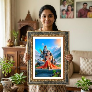 Shiva And Parvati Decorative Photo Frame With White Mount | Premium Wall & Tabletop Picture Frame | Home, Office & Temple Decoration | 10x14 Inch (Pack Of 1) (F31124) Shiva And Parvati Decorative Photo Frame With White Mount | Premium Wall & Tabletop Picture Frame | Home, Office & Temple Decoration | 10x14 Inch (Pack Of 1) (F31124)