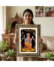 Narasimha Decorative Photo Frame With White Mount | Premium Wall & Tabletop Picture Frame | Home, Office & Temple Decoration | 10x14 Inch (Pack Of 1) (F31562)