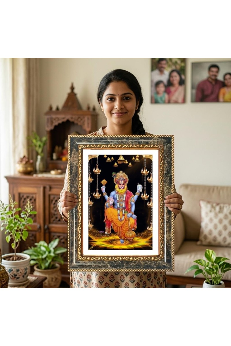 Narasimha Decorative Photo Frame With White Mount | Premium Wall & Tabletop Picture Frame | Home, Office & Temple Decoration | 8x12 Inch (Pack Of 1) (F31562)