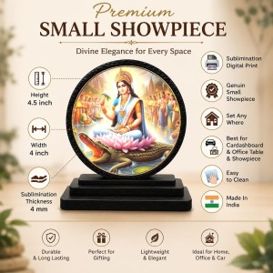 Car Dashboard Wooden Goddess Ganga Showpiece | 4 X 4.5 Inch Sublimation Printed Decorative Stand | 4 Mm MDF | Home Decor | Made in India (F33466)
