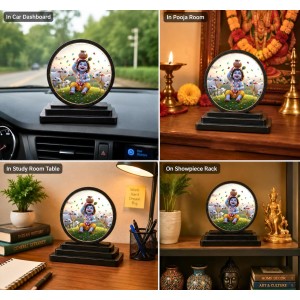 Car Dashboard Wooden Lord Krishna Showpiece | 4 X 4.5 Inch Sublimation Printed Decorative Stand | 4 Mm MDF | Home Decor | Made in India (F33757) Car Dashboard Wooden Lord Krishna Showpiece | 4 X 4.5 Inch Sublimation Printed Decorative Stand | 4 Mm MDF | Home Decor | Made in India (F33757)