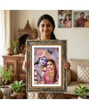Radhaa Krishna Decorative Photo Frame With White Mount | Premium Wall & Tabletop Picture Frame | Home, Office & Temple Decoration | 10x14 Inch (Pack Of 1) (F33031)