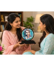 Car Dashboard Wooden Lord Krishna Showpiece | 4 X 4.5 Inch Sublimation Printed Decorative Stand | 4 Mm MDF | Home Decor | Made in India (F33320)