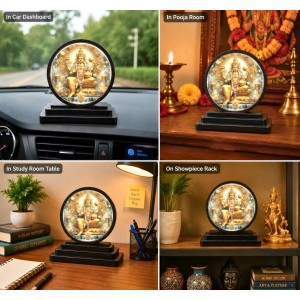 Car Dashboard Wooden Lord Kuber Showpiece | 4 X 4.5 Inch Sublimation Printed Decorative Stand | 4 Mm MDF | Home Decor | Made in India (F33427)