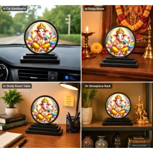 Car Dashboard Wooden Lord Ganeshaa Showpiece | 4 X 4.5 Inch Sublimation Printed Decorative Stand | 4 Mm MDF | Home Decor | Made in India (F33444) Car Dashboard Wooden Lord Ganeshaa Showpiece | 4 X 4.5 Inch Sublimation Printed Decorative Stand | 4 Mm MDF | Home Decor | Made in India (F33444)