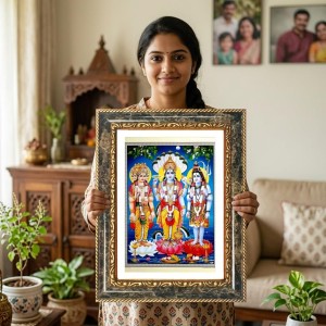 Ram Darbar Decorative Photo Frame With White Mount | Premium Wall & Tabletop Picture Frame | Home, Office & Temple Decoration | 8x12 Inch (Pack Of 1) (F31184)