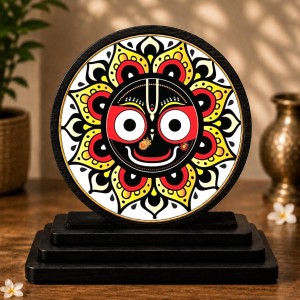 Car Dashboard Wooden Lord Jagannath Showpiece | 4 X 4.5 Inch Sublimation Printed Decorative Stand | 4 Mm MDF | Home Decor | Made in India (F33399) Car Dashboard Wooden Lord Jagannath Showpiece | 4 X 4.5 Inch Sublimation Printed Decorative Stand | 4 Mm MDF | Home Decor | Made in India (F33399)