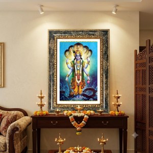 Vishnu Decorative Photo Frame With White Mount | Premium Wall & Tabletop Picture Frame | Home, Office & Temple Decoration | 8x12 Inch (Pack Of 1) (F32609)