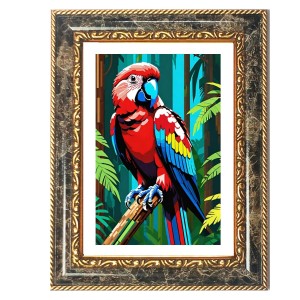 Parrot Decorative Photo Frame With White Mount | Premium Wall & Tabletop Picture Frame | Home, Office & Temple Decoration | 8x12 Inch (Pack Of 1) (F31335)