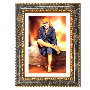 Sai Baba Decorative Photo Frame With White Mount | Premium Wall & Tabletop Picture Frame | Home, Office & Temple Decoration | 12x16 Inch (Pack Of 1) (F31269)