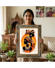 Woman Portrait Decorative Photo Frame With White Mount | Premium Wall & Tabletop Picture Frame | Home, Office & Temple Decoration | 10x14 Inch (Pack Of 1) (F31620)