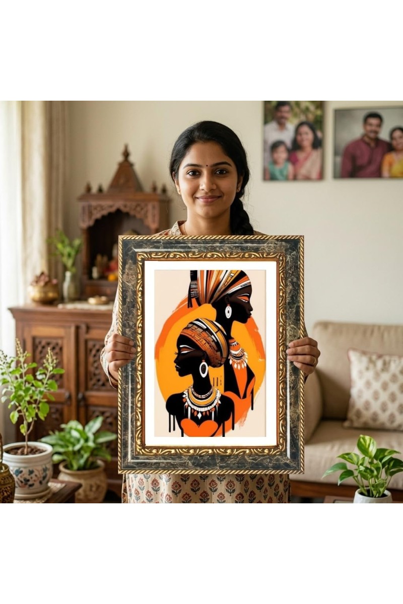 Woman Portrait Decorative Photo Frame With White Mount | Premium Wall & Tabletop Picture Frame | Home, Office & Temple Decoration | 8x12 Inch (Pack Of 1) (F31620)