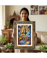Vishnu Decorative Photo Frame With White Mount | Premium Wall & Tabletop Picture Frame | Home, Office & Temple Decoration | 8x12 Inch (Pack Of 1) (F31534)