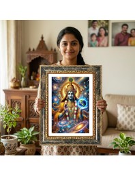 Vishnu Decorative Photo Frame With White Mount | Premium Wall & Tabletop Picture Frame | Home, Office & Temple Decoration | 8x12 Inch (Pack Of 1) (F31534)