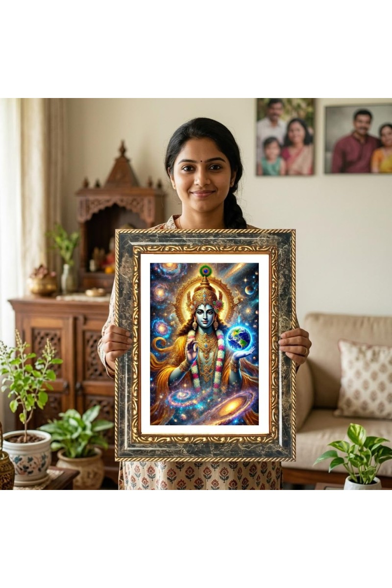 Vishnu Decorative Photo Frame With White Mount | Premium Wall & Tabletop Picture Frame | Home, Office & Temple Decoration | 8x12 Inch (Pack Of 1) (F31534)