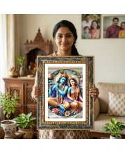 Vishnu Decorative Photo Frame With White Mount | Premium Wall & Tabletop Picture Frame | Home, Office & Temple Decoration | 12x16 Inch (Pack Of 1) (F32609)