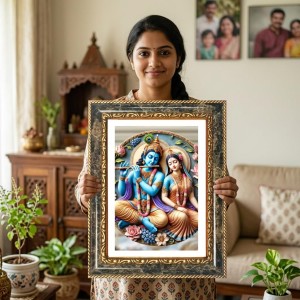 Vishnu Decorative Photo Frame With White Mount | Premium Wall & Tabletop Picture Frame | Home, Office & Temple Decoration | 12x16 Inch (Pack Of 1) (F32609) Vishnu Decorative Photo Frame With White Mount | Premium Wall & Tabletop Picture Frame | Home, Office & Temple Decoration | 12x16 Inch (Pack Of 1) (F32609)