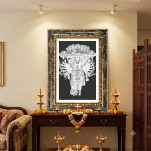 Rama And Sita Decorative Photo Frame With White Mount | Premium Wall & Tabletop Picture Frame | Home, Office & Temple Decoration | 12x16 Inch (Pack Of 1) (F33101)