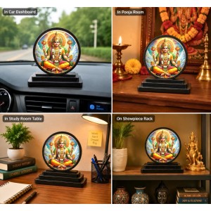 Car Dashboard Wooden Lord Kuber Showpiece | 4 X 4.5 Inch Sublimation Printed Decorative Stand | 4 Mm MDF | Home Decor | Made in India (F33275)