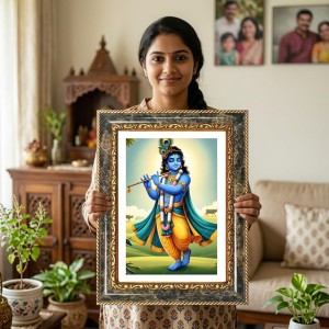 Sai Baba Decorative Photo Frame With White Mount | Premium Wall & Tabletop Picture Frame | Home, Office & Temple Decoration | 12x16 Inch (Pack Of 1) (F32505)