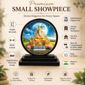 Car Dashboard Wooden Lord Ganeshaa Showpiece | 4 X 4.5 Inch Sublimation Printed Decorative Stand | 4 Mm MDF | Home Decor | Made in India (F33415) Car Dashboard Wooden Lord Ganeshaa Showpiece | 4 X 4.5 Inch Sublimation Printed Decorative Stand | 4 Mm MDF | Home Decor | Made in India (F33415)