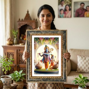 Ramakrishna Paramahamsa Decorative Photo Frame With White Mount | Premium Wall & Tabletop Picture Frame | Home, Office & Temple Decoration | 12x16 Inch (Pack Of 1) (F32555)