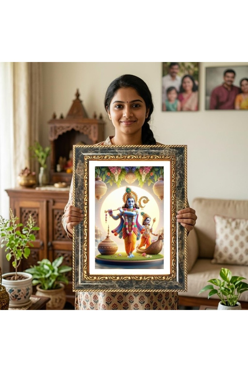 Ramakrishna Paramahamsa Decorative Photo Frame With White Mount | Premium Wall & Tabletop Picture Frame | Home, Office & Temple Decoration | 12x16 Inch (Pack Of 1) (F32555)