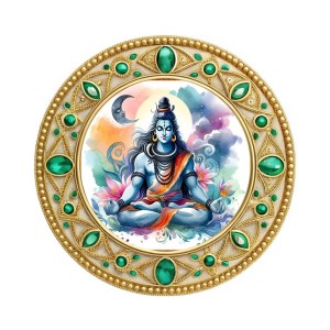 Lord Shiva Fridge Magnet Wooden | Glossy Sublimation Print | 4x4 Inch | Strong Magnet Back | Decorative Magnet for Fridge, Almirah & Temple Decor (F23759)