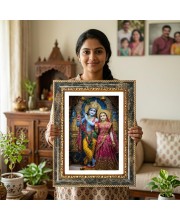 Radhaa Krishna Decorative Photo Frame With White Mount | Premium Wall & Tabletop Picture Frame | Home, Office & Temple Decoration | 10x14 Inch (Pack Of 1) (F33026)