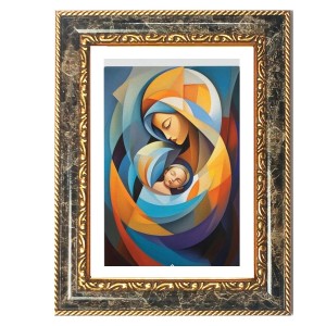 Cubist-style Depiction Of The Madonna And Child (the Virgin Mary Holding The Infant Jesus) Decorative Photo Frame With White Mount | Premium Wall & Tabletop Picture Frame | Home, Office & Temple Decor Cubist-style Depiction Of The Madonna And Child (the Virgin Mary Holding The Infant Jesus) Decorative Photo Frame With White Mount | Premium Wall & Tabletop Picture Frame | Home, Office & Temple Decor