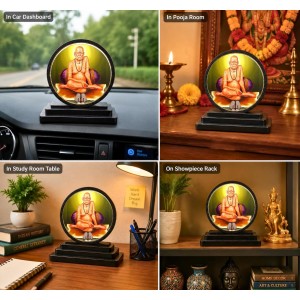 Car Dashboard Wooden Lord Akkalkot Swami Samarth Showpiece | 4 X 4.5 Inch Sublimation Printed Decorative Stand | 4 Mm MDF | Home Decor | Made in India (F33335)