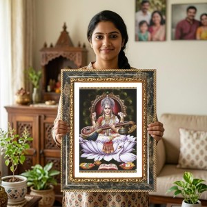 Parrot Decorative Photo Frame With White Mount | Premium Wall & Tabletop Picture Frame | Home, Office & Temple Decoration | 12x16 Inch (Pack Of 1) (F31254)