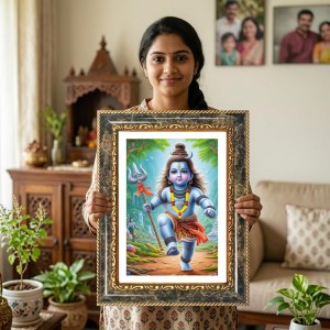 Lord Shiva (Baby Shiva/Bala Shiva) Decorative Photo Frame With White Mount | Premium Wall & Tabletop Picture Frame | Home, Office & Temple Decoration | 8x12 Inch (Pack Of 1) (F32420) Lord Shiva (Baby Shiva/Bala Shiva) Decorative Photo Frame With White Mount | Premium Wall & Tabletop Picture Frame | Home, Office & Temple Decoration | 8x12 Inch (Pack Of 1) (F32420)