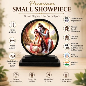 Car Dashboard Wooden Mahadev Parvati Ji Showpiece | 4 X 4.5 Inch Sublimation Printed Decorative Stand | 4 Mm MDF | Home Decor | Made in India (F33457)