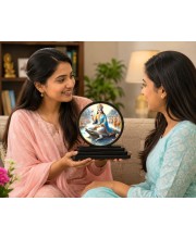 Car Dashboard Wooden Goddess Ganga Showpiece | 4 X 4.5 Inch Sublimation Printed Decorative Stand | 4 Mm MDF | Home Decor | Made in India (F33472)