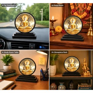 Car Dashboard Wooden Gautam Buddha Showpiece | 4 X 4.5 Inch Sublimation Printed Decorative Stand | 4 Mm MDF | Home Decor | Made in India (F33312) Car Dashboard Wooden Gautam Buddha Showpiece | 4 X 4.5 Inch Sublimation Printed Decorative Stand | 4 Mm MDF | Home Decor | Made in India (F33312)