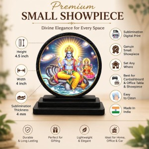 Car Dashboard Wooden Lord Vishnu & Goddess Lakshmi Showpiece | 4 X 4.5 Inch Sublimation Printed Decorative Stand | 4 Mm MDF | Home Decor | Made in India (F33311) Car Dashboard Wooden Lord Vishnu & Goddess Lakshmi Showpiece | 4 X 4.5 Inch Sublimation Printed Decorative Stand | 4 Mm MDF | Home Decor | Made in India (F33311)