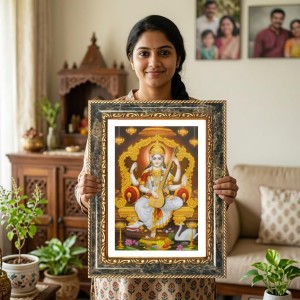 Saraswati Decorative Photo Frame With White Mount | Premium Wall & Tabletop Picture Frame | Home, Office & Temple Decoration | 8x12 Inch (Pack Of 1) (F32585)