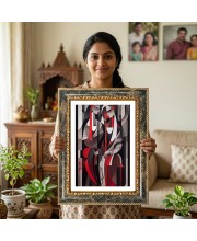 Radhaa Krishna Decorative Photo Frame With White Mount | Premium Wall & Tabletop Picture Frame | Home, Office & Temple Decoration | 12x16 Inch (Pack Of 1) (F31189)