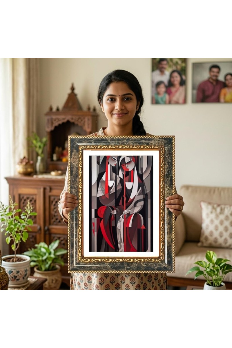 Radhaa Krishna Decorative Photo Frame With White Mount | Premium Wall & Tabletop Picture Frame | Home, Office & Temple Decoration | 12x16 Inch (Pack Of 1) (F31189)