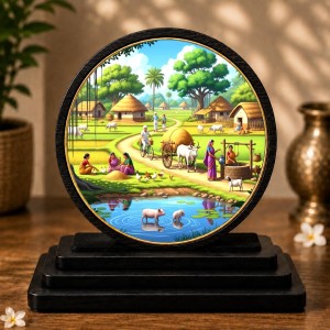 Car Dashboard Wooden Indian Village Landscape Showpiece | 4 X 4.5 Inch Sublimation Printed Decorative Stand | 4 Mm MDF | Home Decor | Made in India (F33364) Car Dashboard Wooden Indian Village Landscape Showpiece | 4 X 4.5 Inch Sublimation Printed Decorative Stand | 4 Mm MDF | Home Decor | Made in India (F33364)