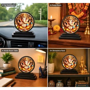 Car Dashboard Wooden Lord Ganeshaa Showpiece | 4 X 4.5 Inch Sublimation Printed Decorative Stand | 4 Mm MDF | Home Decor | Made in India (F33371) Car Dashboard Wooden Lord Ganeshaa Showpiece | 4 X 4.5 Inch Sublimation Printed Decorative Stand | 4 Mm MDF | Home Decor | Made in India (F33371)