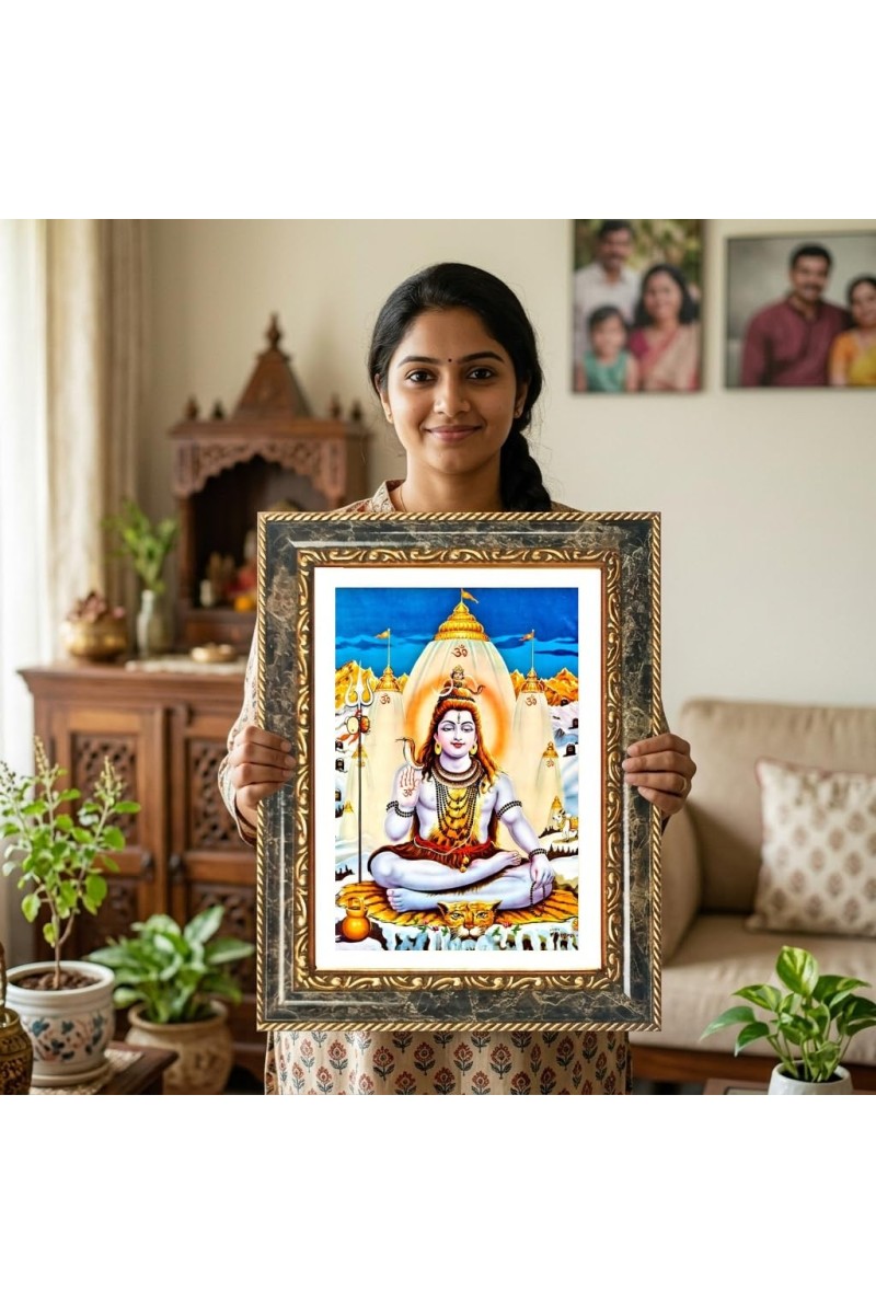 Woman With Bicycle Decorative Photo Frame With White Mount | Premium Wall & Tabletop Picture Frame | Home, Office & Temple Decoration | 12x16 Inch (Pack Of 1) (F31141)