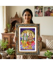 Rama Sita Decorative Photo Frame With White Mount | Premium Wall & Tabletop Picture Frame | Home, Office & Temple Decoration | 10x14 Inch (Pack Of 1) (F31223)