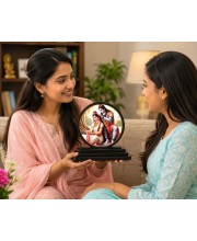 Car Dashboard Wooden Mahadev Parvati Ji Showpiece | 4 X 4.5 Inch Sublimation Printed Decorative Stand | 4 Mm MDF | Home Decor | Made in India (F33457)